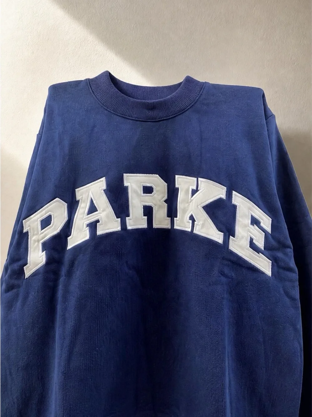 Parker Navy Cowl-Neck Sweatshirt with White Logo